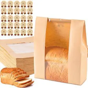 Paper Bread Bags 25PCS, Sourdough Bread Bags for Homemade Bread, Large Bakery Bags with Window Includes 25PCS Label Seal Stickers for Homemade Bread Storage(13.7x8.3x3.5 inch) Paper Bread Bags 25PCS, Sourdough Bread Bags for Homemade Bread, Large Bakery Bags with Window Includes 25PCS Label Seal Stickers for Homemade Bread Storage(13.7x8.3x3.5 inch)