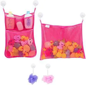 2 x Mesh Bath Toy Organizer + 6 Ultra Strong Hooks The Perfect Bathtub Toy Holder & Bathroom or Shower Caddy These Multi-use Net Bags Make Baby Bath Toy Storage Easy For Kids & Toddlers 2 x Mesh Bath Toy Organizer + 6 Ultra Strong Hooks The Perfect Bathtub Toy Holder & Bathroom or Shower Caddy These Multi-use Net Bags Make Baby Bath Toy Storage Easy For Kids & Toddlers