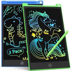 TECJOE LCD Writing Tablet, 8.5 Inch 2 Pack Colorful Doodle Board Drawing Tablet for Kids, Kids Travel Games Activity Learning Toys Birthday Gifts for 3 4 5 6 Year Old Boys and Girls, Blue Green TECJOE LCD Writing Tablet, 8.5 Inch 2 Pack Colorful Doodle Board Drawing Tablet for Kids, Kids Travel Games Activity Learning Toys Birthday Gifts for 3 4 5 6 Year Old Boys and Girls, Blue Green