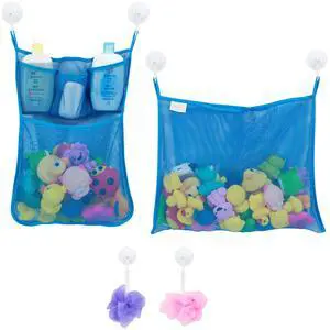 2 x Mesh Bath Toy Organizer + 6 Ultra Strong Hooks The Perfect Bathtub Toy Holder & Bathroom or Shower Caddy These Multi-use Net Bags Make Baby Bath Toy Storage Easy For Kids & Toddlers 2 x Mesh Bath Toy Organizer + 6 Ultra Strong Hooks The Perfect Bathtub Toy Holder & Bathroom or Shower Caddy These Multi-use Net Bags Make Baby Bath Toy Storage Easy For Kids & Toddlers