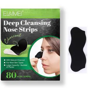 ELAIMEI Pore Strips, 80 Pcs, Natural Charcoal Blackhead Remover Strips for All Skin Types, Pore Deep Cleansing & Minimizing Nose Strips, Instant Unclogging ELAIMEI Pore Strips, 80 Pcs, Natural Charcoal Blackhead Remover Strips for All Skin Types, Pore Deep Cleansing & Minimizing Nose Strips, Instant Unclogging