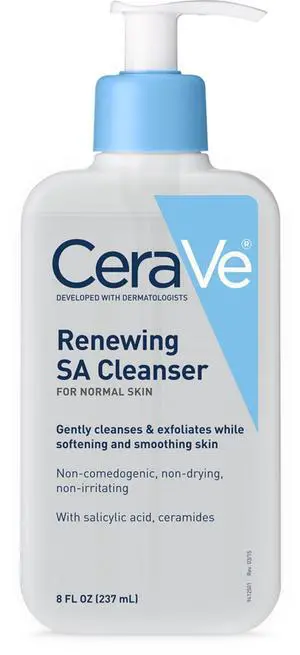CeraVe Renewing Salicylic Acid Cleanser, Formulated With Hyaluronic Acid, Niacinamide, & Ceramides, Gentle BHA Exfoliating Face Wash Smooths & Softens Skin, Non Comedogenic & Fragrance Free, 8 Ounce CeraVe Renewing Salicylic Acid Cleanser, Formulated With Hyaluronic Acid, Niacinamide, & Ceramides, Gentle BHA Exfoliating Face Wash Smooths & Softens Skin, Non Comedogenic & Fragrance Free, 8 Ounce