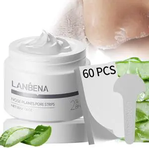 LANBENA Blackhead Remover Nose Pore Strips for Face, 2.0 Upgraded Deep Cleansing Peel off Mask Nose Strips Skincare for All Skin (1.06 Oz/30g) - 60pcs Strips LANBENA Blackhead Remover Nose Pore Strips for Face, 2.0 Upgraded Deep Cleansing Peel off Mask Nose Strips Skincare for All Skin (1.06 Oz/30g) - 60pcs Strips