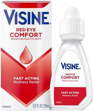 Visine Comfort Redness Reliever Tetrahydrozoline Red Eye Drops Work Fast for Immediate & Essential Relief with Refreshing Feel Due to Minor Irritations or Computer Use, 0.5 fl oz Visine Comfort Redness Reliever Tetrahydrozoline Red Eye Drops Work Fast for Immediate & Essential Relief with Refreshing Feel Due to Minor Irritations or Computer Use, 0.5 fl oz