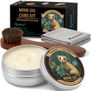 yepeace Mink Oil for Leather Boots, 3-Piece Leather Conditioner Kit with Horsehair Brush and Microfiber Cloth, 3.53 oz Leather Cleaner and Conditioner for Shoes, Bags and Saddles yepeace Mink Oil for Leather Boots, 3-Piece Leather Conditioner Kit with Horsehair Brush and Microfiber Cloth, 3.53 oz Leather Cleaner and Conditioner for Shoes, Bags and Saddles