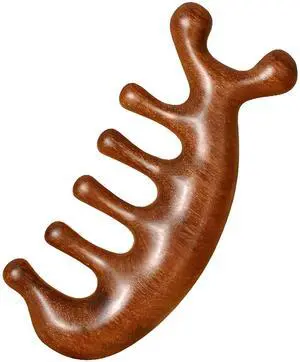 glotao Gua Sha Wood Massage Tool - Natural Sandalwood Scalp Massager Comb for Head Neck Shoulder, 7-Prong Ergonomic Handheld Design, Brown glotao Gua Sha Wood Massage Tool - Natural Sandalwood Scalp Massager Comb for Head Neck Shoulder, 7-Prong Ergonomic Handheld Design, Brown