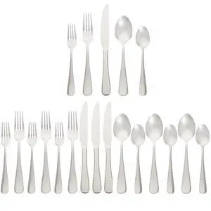 Silverware Set, Stainless Steel Flatware, Dishwasher Safe, Service for 4, 20-Piece Forks and Spoons, Round Edge, Everyday Use Silverware Set, Stainless Steel Flatware, Dishwasher Safe, Service for 4, 20-Piece Forks and Spoons, Round Edge, Everyday Use
