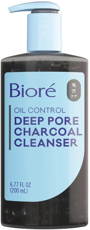 Biore Deep Pore Charcoal Face Wash, Daily Facial Cleanser for Dirt & Makeup Removal, for Oily Skin, 6.77 Oz Biore Deep Pore Charcoal Face Wash, Daily Facial Cleanser for Dirt & Makeup Removal, for Oily Skin, 6.77 Oz