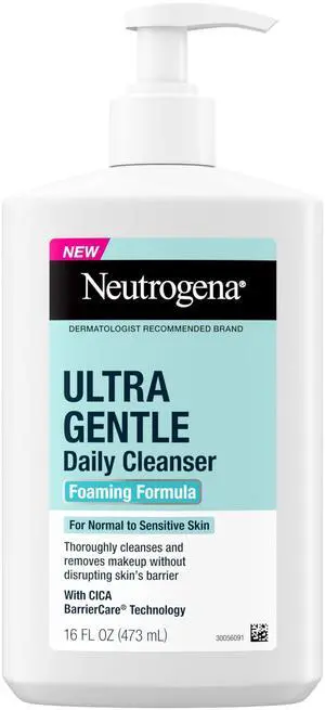 Neutrogena Ultra Gentle Foaming Facial Cleanser, Fragrance Free Hydrating Face Wash for Sensitive Skin, Daily Non Over Drying Makeup Remover, Hypoallergenic, Soap & Dye Free, Non-Comedogenic, 16 Fl Oz Neutrogena Ultra Gentle Foaming Facial Cleanser, Fragrance Free Hydrating Face Wash for Sensitive Skin, Daily Non Over Drying Makeup Remover, Hypoallergenic, Soap & Dye Free, Non-Comedogenic, 16 Fl Oz