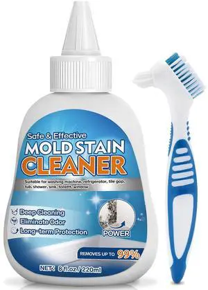 Mold Stain Cleaner Gel, 8 FL oz Heavy-Duty Household Cleaner for Washing Machine Gasket, Shower Caulk, Bathroom Grout & Front Loader Seal Mold Stain Cleaner Gel, 8 FL oz Heavy-Duty Household Cleaner for Washing Machine Gasket, Shower Caulk, Bathroom Grout & Front Loader Seal