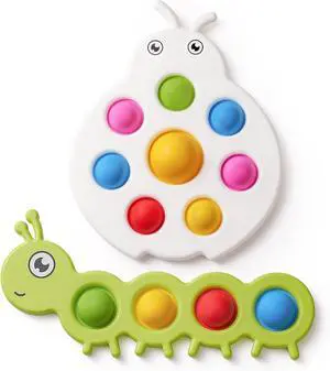 LiKee Fidget Popper Sensory Baby Toys for 10+ Months, Christmas Stocking Stuffers Push and Popping Busy Board, Montessori Toys for 1+ Years Old, Airplane Car Travel Toy for Toddlers 1-3 Stress Relief LiKee Fidget Popper Sensory Baby Toys for 10+ Months, Christmas Stocking Stuffers Push and Popping Busy Board, Montessori Toys for 1+ Years Old, Airplane Car Travel Toy for Toddlers 1-3 Stress Relief