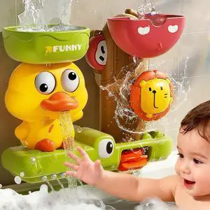TXTLDB Bath Toys for Toddlers 1-3 with 3 Strong Suction Cups, Interactive Squirting Duck & Spinning Lion Water Toys for Bathtub Fun, Ideal Christmas Shower Gift for Boys & Girls 18M+ TXTLDB Bath Toys for Toddlers 1-3 with 3 Strong Suction Cups, Interactive Squirting Duck & Spinning Lion Water Toys for Bathtub Fun, Ideal Christmas Shower Gift for Boys & Girls 18M+
