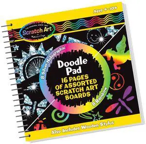Melissa & Doug Scratch Art Doodle Pad with 16 Scratch-Art Boards and Wooden Stylus - FSC Certified Melissa & Doug Scratch Art Doodle Pad with 16 Scratch-Art Boards and Wooden Stylus - FSC Certified