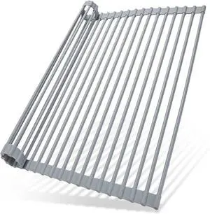 Over Sink Dish Drying Rack Silicone Wrapped 17.6" W x 15.4" L Large Over the Sink Roll Up Dish Drainer - Foldable Sink Drying Rack Rolling Drain Mats Anti-Slip Multipurpose for Kitchen Counter Over Sink Dish Drying Rack Silicone Wrapped 17.6" W x 15.4" L Large Over the Sink Roll Up Dish Drainer - Foldable Sink Drying Rack Rolling Drain Mats Anti-Slip Multipurpose for Kitchen Counter