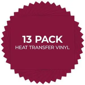 HTVRONT Maroon Heat Transfer Vinyl, 12" x 10", 13 Pack HTVRONT Maroon Heat Transfer Vinyl, 12" x 10", 13 Pack