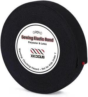XKDOUS Elastic Band for Sewing, 1 Inch 14 Yards Elastic Bands for Sewing Waistband and Pants Waist, Black Knit Elastic Band for Wig, High Elasticity XKDOUS Elastic Band for Sewing, 1 Inch 14 Yards Elastic Bands for Sewing Waistband and Pants Waist, Black Knit Elastic Band for Wig, High Elasticity