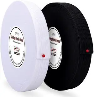XKDOUS Elastic Band for Sewing, 0.75 Inch 16 Yards 2 Roll Knit Bands for Sewing Waistband and Pants Waist, High Elasticity(8 Yard White, 8 Yard Black) XKDOUS Elastic Band for Sewing, 0.75 Inch 16 Yards 2 Roll Knit Bands for Sewing Waistband and Pants Waist, High Elasticity(8 Yard White, 8 Yard Black)