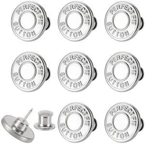 8 Sets of 17 mm Pants Button, Jean Buttons Pins for Loose Jeans, Adjustable Button for Jeans, Reusable and Adjustable Metal Pants Button Tightener 8 Sets of 17 mm Pants Button, Jean Buttons Pins for Loose Jeans, Adjustable Button for Jeans, Reusable and Adjustable Metal Pants Button Tightener
