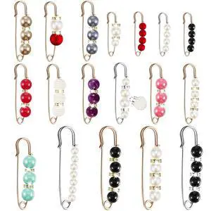 Hicarer 18 Pcs Pearl Safety Pin Brooches for Women Decorative Safety Pins for Clothing Sweater Shawl Clips Pant Waist Tightener Cardigan Collar Clips(Bright Style) Hicarer 18 Pcs Pearl Safety Pin Brooches for Women Decorative Safety Pins for Clothing Sweater Shawl Clips Pant Waist Tightener Cardigan Collar Clips(Bright Style)