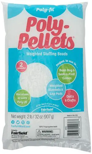 Fairfield Poly-Fil Poly-Pellets, Premium Polyester Weighted Stuffing Beads, Stuffing for Stuffed Animals, Toys, Bean Bags, Weighted Blankets, and More, 32-ounce Bag Fairfield Poly-Fil Poly-Pellets, Premium Polyester Weighted Stuffing Beads, Stuffing for Stuffed Animals, Toys, Bean Bags, Weighted Blankets, and More, 32-ounce Bag
