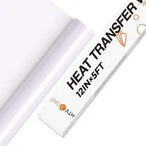 HTVRONT HTV Vinyl Rolls Heat Transfer Vinyl - 12" x 5ft White - Easy to Cut & Weed & Transfer, Great Stickiness, Use Widely, Personalize Gift & Custom Made HTVRONT HTV Vinyl Rolls Heat Transfer Vinyl - 12" x 5ft White - Easy to Cut & Weed & Transfer, Great Stickiness, Use Widely, Personalize Gift & Custom Made