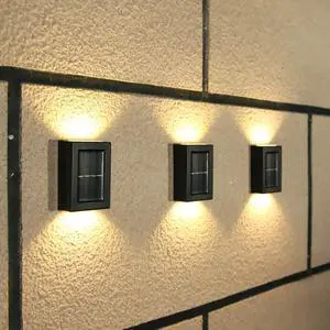 CALIDAKA 2 Pack LED Solar Wall Lights, Up and Down Outdoor Security Wall Lamps, IP65 Waterproof, Solar Fence Lights LED Wall Lights for Home Garden Porch (Warm Light) CALIDAKA 2 Pack LED Solar Wall Lights, Up and Down Outdoor Security Wall Lamps, IP65 Waterproof, Solar Fence Lights LED Wall Lights for Home Garden Porch (Warm Light)