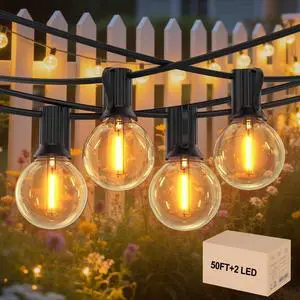 GLOBELIT Outdoor String Lights 50FT,G40 25+1 Bulbs String Lights for Outside - 2700K Warm White, 25000H Long Life, IP45 Waterproof & Shatterproof, Mains Powered Garden Lights for Gazebo/Patio GLOBELIT Outdoor String Lights 50FT,G40 25+1 Bulbs String Lights for Outside - 2700K Warm White, 25000H Long Life, IP45 Waterproof & Shatterproof, Mains Powered Garden Lights for Gazebo/Patio