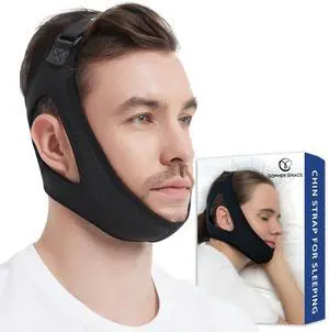 Chin Strap for CPAP Users - Adjustable Mask Bandage Keeping Mouth Closed - Better Night's Sleep Anti Snoring Chin Strap for Snoring for Men and Women (Black) Chin Strap for CPAP Users - Adjustable Mask Bandage Keeping Mouth Closed - Better Night's Sleep Anti Snoring Chin Strap for Snoring for Men and Women (Black)