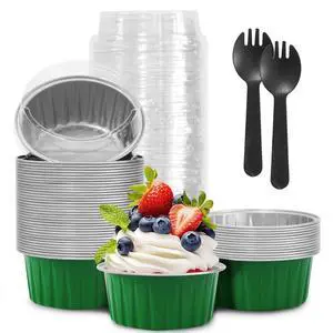 St. Patrick's Day 50Pcs Mini Aluminum Foil Cupcake Baking Cups,5oz Cake Pans Disposable,Mini Loaf Pans with Lids,Disposable Ramekins,Tin Cups Containers for Cupcake,Pudding,Muffin(50, Green) St. Patrick's Day 50Pcs Mini Aluminum Foil Cupcake Baking Cups,5oz Cake Pans Disposable,Mini Loaf Pans with Lids,Disposable Ramekins,Tin Cups Containers for Cupcake,Pudding,Muffin(50, Green)