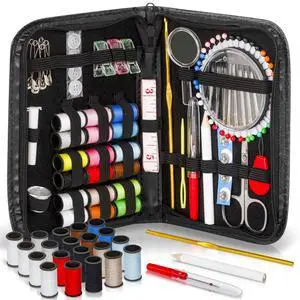 142-Piece Travel Sewing Kit for Adults & Kids, Small Needle & Thread Kit 142-Piece Travel Sewing Kit for Adults & Kids, Small Needle & Thread Kit