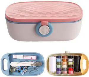 Missraza Sewing Kit, Portable Kit for Adults, Plastic Box Needle and Thread Accesories Supplies Pink 15.5x6cm(6.1x2.36in) Missraza Sewing Kit, Portable Kit for Adults, Plastic Box Needle and Thread Accesories Supplies Pink 15.5x6cm(6.1x2.36in)