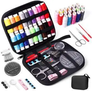 JUNING Sewing Kit with Case Portable Sewing Supplies for Mom Grandma Women Men Teen Girls Boys Home Traveler, Adults, Beginner, Emergency, Contains Thread, Scissors, Needles,Measuring Tape and More JUNING Sewing Kit with Case Portable Sewing Supplies for Mom Grandma Women Men Teen Girls Boys Home Traveler, Adults, Beginner, Emergency, Contains Thread, Scissors, Needles,Measuring Tape and More