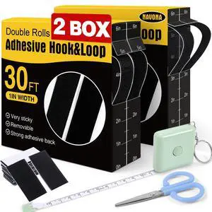 Navona 2 Boxes Heavy Duty Hook and Loop Strips with Adhesive, 60Ft Total x 1 Inch Hook and Loop Tape with Backing for Home, Office, School, and Crafting Projects, Black Navona 2 Boxes Heavy Duty Hook and Loop Strips with Adhesive, 60Ft Total x 1 Inch Hook and Loop Tape with Backing for Home, Office, School, and Crafting Projects, Black