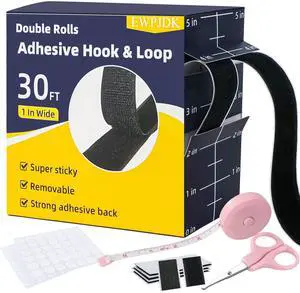 EWPJDK 30Ft x 1 in Velcro Strips with Adhesive, Hook and Loop Strips with Adhesive, Double Rolls of Heavy Duty Interlocking Tape Fasteners Double-Sided Tape Strong Back Adhesive Mounting Tape (Black) EWPJDK 30Ft x 1 in Velcro Strips with Adhesive, Hook and Loop Strips with Adhesive, Double Rolls of Heavy Duty Interlocking Tape Fasteners Double-Sided Tape Strong Back Adhesive Mounting Tape (Black)
