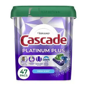 Cascade Platinum Plus Dishwasher Pods, Dishwasher Detergent, Dish Detergent Soap, Fresh, 47 Count Cascade Platinum Plus Dishwasher Pods, Dishwasher Detergent, Dish Detergent Soap, Fresh, 47 Count