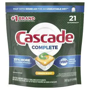 Cascade Complete ActionPacs, Dishwasher Detergent Pods, Lemon, 21 Count Cascade Complete ActionPacs, Dishwasher Detergent Pods, Lemon, 21 Count