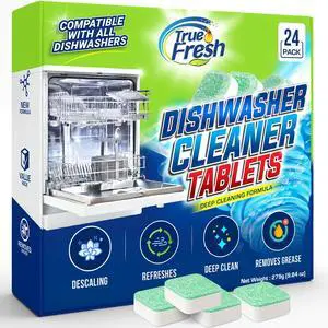 True Fresh Dishwasher Cleaner & Deodorizer Tablets, 24-Pack Dishwasher Maintenance Tablets for Interior, Pump, Filter, Spray arm & Drain, Helps Remove Grease, Limescale & Mineral Buildup 1-Year Supply True Fresh Dishwasher Cleaner & Deodorizer Tablets, 24-Pack Dishwasher Maintenance Tablets for Interior, Pump, Filter, Spray arm & Drain, Helps Remove Grease, Limescale & Mineral Buildup 1-Year Supply