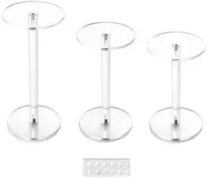 Round Acrylic Display Stand, Premium Clear Round Riser Stands, Set of 3 Round Acrylic Display Stand, Premium Clear Round Riser Stands, Set of 3