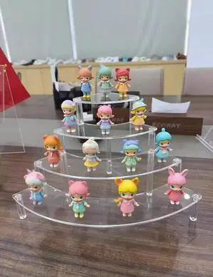 Small Clear Acrylic Display Riser, 4 Tier Desktop Display Stand for Mini Figurines, Doll Corner Shelf for Home, Office Small Clear Acrylic Display Riser, 4 Tier Desktop Display Stand for Mini Figurines, Doll Corner Shelf for Home, Office