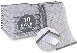 10 Pack Non-Scratch Stainless Steel Scrubber, Reusable Diamond Weave Scrubber Cloths for Kitchen, Heavy-Duty Metallic Fiber Cleaning Cloth for Cookware, Dishes, Sinks, Easy-Rinse & Quick-Dry 10 Pack Non-Scratch Stainless Steel Scrubber, Reusable Diamond Weave Scrubber Cloths for Kitchen, Heavy-Duty Metallic Fiber Cleaning Cloth for Cookware, Dishes, Sinks, Easy-Rinse & Quick-Dry