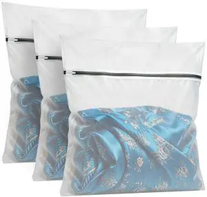 Large Laundry Bag with Zipper Protective Cover, 3Pcs 23x23 Inches Garment Bag for Washing Machine, Mesh Laundry Bags for Delicates, Lingerie, Bras, Baby Clothes, Family College Dorm Essentials Large Laundry Bag with Zipper Protective Cover, 3Pcs 23x23 Inches Garment Bag for Washing Machine, Mesh Laundry Bags for Delicates, Lingerie, Bras, Baby Clothes, Family College Dorm Essentials