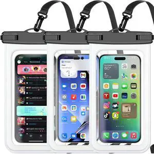 3 Pack White Waterproof Phone Pouch, Phone Waterproof Case,Cell Phone Dry Bag,Protection Level: IP68,Beach Cruise for iPhone,Samsung,and More,Lanyard Included,(Fits Up to 8.3"),White 3 Pack White Waterproof Phone Pouch, Phone Waterproof Case,Cell Phone Dry Bag,Protection Level: IP68,Beach Cruise for iPhone,Samsung,and More,Lanyard Included,(Fits Up to 8.3"),White