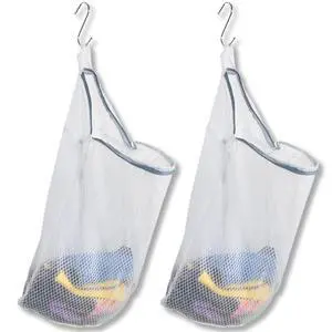 2Pcs Mesh Hanging Laundry Bags for Washing Machine, 15 X 12 inch Wash Bag for Clothes Delicates Lingerie with S Hooks 2Pcs Mesh Hanging Laundry Bags for Washing Machine, 15 X 12 inch Wash Bag for Clothes Delicates Lingerie with S Hooks