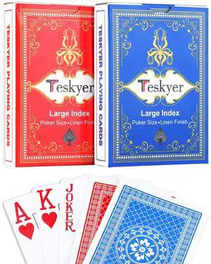 2 Pack Large Print Playing Cards, Poker Size Large Index Deck of Cards, Linen Finish for Seniors & Low Vision, Family Game Night Essential (Pattern A) 2 Pack Large Print Playing Cards, Poker Size Large Index Deck of Cards, Linen Finish for Seniors & Low Vision, Family Game Night Essential (Pattern A)