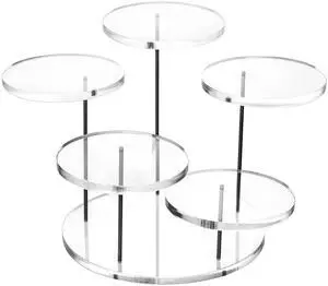 Round Acrylic Products Display Riser Stands, 5 Tier Displaying Risers Display Stands for Rings Earrings and Mini Figurines, Clear 1 Pack Round Acrylic Products Display Riser Stands, 5 Tier Displaying Risers Display Stands for Rings Earrings and Mini Figurines, Clear 1 Pack