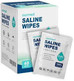 Saline Wipes 40 Count, Sterile Unscented Gentle Cotton Wipes for Baby & Kids, Eye Nose Face Care, Hypoallergenic for Sensitive Skin, Piercing Aftercare & Wound Cleansing Saline Wipes 40 Count, Sterile Unscented Gentle Cotton Wipes for Baby & Kids, Eye Nose Face Care, Hypoallergenic for Sensitive Skin, Piercing Aftercare & Wound Cleansing
