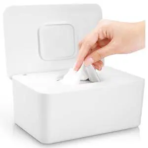 Baby Wipes Dispenser, Baby Wipe Holder for Fresh Wipes, Non-Slip Baby Wipes Container, Refillable Wipes Box with Sealing Design Lid (White) Baby Wipes Dispenser, Baby Wipe Holder for Fresh Wipes, Non-Slip Baby Wipes Container, Refillable Wipes Box with Sealing Design Lid (White)
