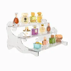 3-Tier Acrylic Display Shelf for Perfume Organizer, Cupcake Stand, Collectible Figures - Clear Fragrance Rack, Dessert Tower 3-Tier Acrylic Display Shelf for Perfume Organizer, Cupcake Stand, Collectible Figures - Clear Fragrance Rack, Dessert Tower