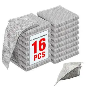 16 Pack Double-Layer Stainless Steel Dishcloths - Non-Scratch Wire Cleaning Rags, Reusablediamond Weave Scrubber Cloths for Dishes, Cookware, Sinks, Stove Tops - 7.8 x 7.8 Inches 16 Pack Double-Layer Stainless Steel Dishcloths - Non-Scratch Wire Cleaning Rags, Reusablediamond Weave Scrubber Cloths for Dishes, Cookware, Sinks, Stove Tops - 7.8 x 7.8 Inches