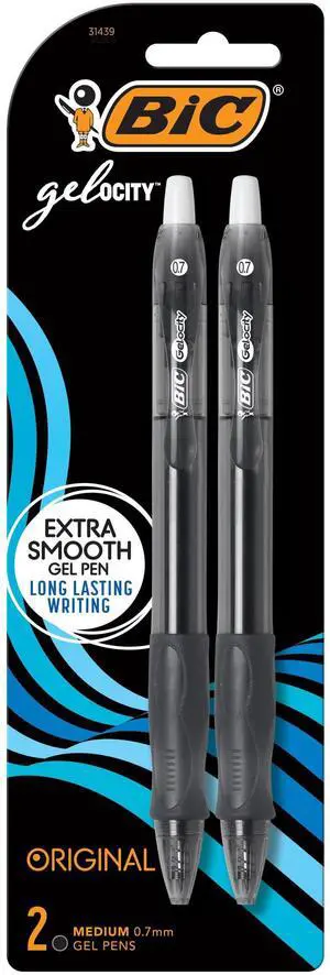 Gelocity Original Black Gel Pens, Medium Point (0.7mm), 2-Count Pack, Retractable Gel Pens With Comfortable Grip Gelocity Original Black Gel Pens, Medium Point (0.7mm), 2-Count Pack, Retractable Gel Pens With Comfortable Grip
